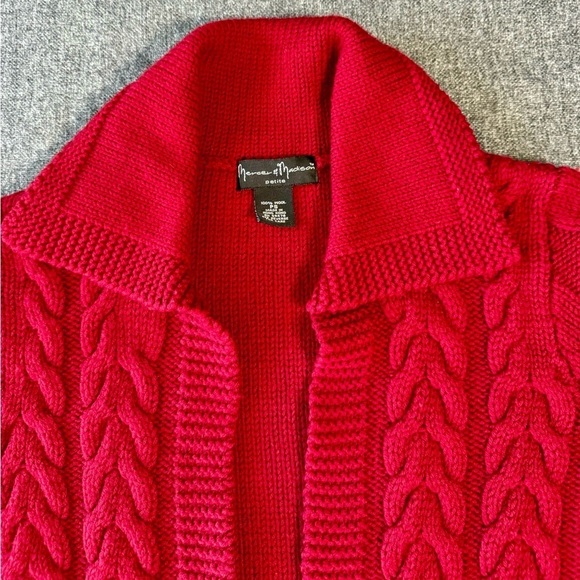 Mercer & Madison 100% Wool Red Cardigan Sweater Size Small cable knit scandi - Picture 3 of 10